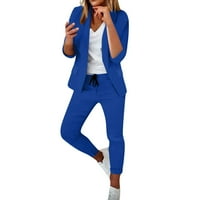 ManXivoo ženski uredski pantri pantalone pantalone pantalone odijelo običan dva vitka fit sportski paurouserni pauzi plavi