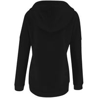 Ženska tunika Kapuljača tanke duksere Šarene trake patchwork padajući na vrhu košulje na patch-u košulje udobne ležerne pahulje s dugim rukavima, pulover s dugim rukavima crni 8