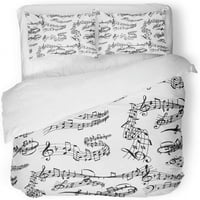 Posteljina Notes Music Melody Colorfull Muzičar Simboli Zvuk Tekst Vrijeme audio simfonske dvostruke veličine Duvet poklopac sa jastukom za kućnu posteljinu Dekoracija sobe