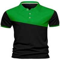 Luxplum Muškarci Ljetni vrhovi Boja blok majica rever vrat T majice Atletska majica Tee Tenis Black