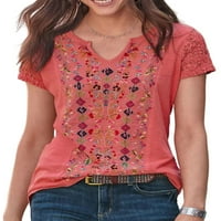 Ženska majica V izrez TEE Pulover majica Casual Tunika Bluza Dnendawer ljetni vrhovi Pink XL