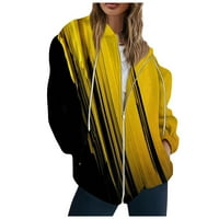 Tking Fashion ženska ležerna tiskana dugim rukavima s džepnim kardiganskim jaknom Zip hoodie dvostruke