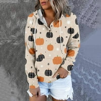 Hazyrey dukseve za žene čišćenje dugih rukava Trendy Hallowee Ispiši labave bluze Hoodie casual pulover