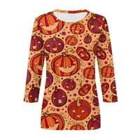 Tking modni vrhovi dugih rukava za žene Crewneck Halloween košulje za print Ležerne labave pulover bluza Vermilion S