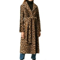 Kali_store Zimske jakne za žene Trendy Ženska nejasna rever otvorena prednja kaput s dugim kardiganskim kaputom topla zimska odjeća Smeđa, XXL