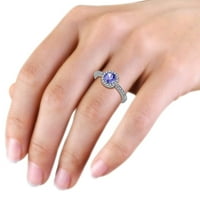 TANZANITE i dijamantni halo zaručnički prsten 1. CT TW u 14k bijelo zlato .Size 8.5
