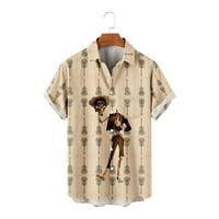Muški gumb s kratkim rukavima dolje majice Cartoon Coco Miguel 3D Print Havajska povremena košulja na
