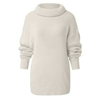Vivianyo HD džemperi za žene Clearence Plus size Ženska solidna boja Turtleneck pleteni ovratnik plus