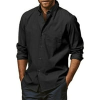 Muški linijski stil dugih rukava s dugim rukavima Casual Fit Formacke haljina TEE majica Top Black XL