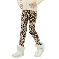 Monfince Little Girls Fleece obložene gamaše debele tople zimske tiskane pantalone Leopard 5,24ft