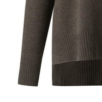 HGW džemper za žene dame Nepravilni pleteni džemper Turtleneck Solid Boja pulover s dugim rukavima Brown XL