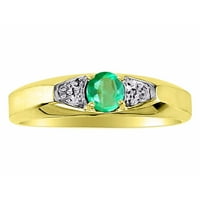 * Rylos jednostavno elegantan prekrasan zeleni smaragdni prsten - maj rodnogstona * 14k žuto pozlaćeno-srebro