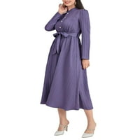 Elegantna košulja za košulje sa običnim stalkom Dugih rukava Mauve Purple Womenske haljine