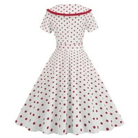 Feterrnal ženska modna rever vintage polka tat print maxi haljina s kaiš dugim haljinama za žene formalne