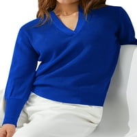 Ženska jesenska zima pletena pulover pulone boje dugih rukava, rezan džemper