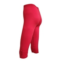 Symoidne ženske joge Capri nogavice - čvrsta joga povlačenje na noganju na klirensu crvene obrezive