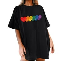 CETHRIO WOMANS košulje - Vintage Sun Rainbow ispisani uzorak casual bluza s kratkim rukavima crne boje
