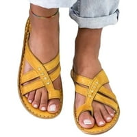 Pokloni za žene Yohome Clearence Žene Ležerne prilike Solid Color Flip Flops Ravne udobne flop-flop sandale žute
