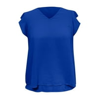 Dame V izrez Pulover Slim Fit s kratkim rukavima Shiny Soild T-majice Bluze XL