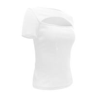 Ženske vrhove bluza od pune boje kratkih rukava labavi fit ženska majica posada Crta ljeto bijela 3xl