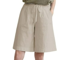 Plus pantalone za žene pet bodova hlače labave kratke hlače Ljetne tanke casual pantalone s visokim strukom dame ravne pet bodova