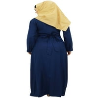 Bimba Navy Blue Ladies Musliman Abaya Rayon haljina Jilbab sa pamukom Hijab-10
