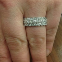 Pompeii 3 4ct Diamond Wedding Trokrevetni prsten 14k bijelo zlato