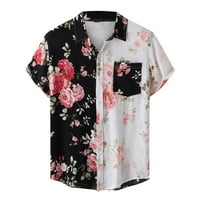 Mafintytpr Majice majice ispod $ veliki i visoki muškarci casual patchwork tasteri na plaži Ne-pozicioniranje cvjetnog ispisa s kratkim rukavima bluza s rukavima
