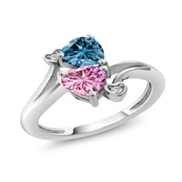 Gem Stone King Sterling Srebrni prsten Perzijski plavi moissinite moissine ružičasta