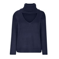 WAVSUF pulover džemperi za žene mekani casual visoki vrat dugih rukava čvrsto pleteni zimski čišćenje