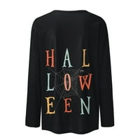 Košulje s dugim rukavima za žene na vrhu casual moda O-izrez Halloween Print pulover bluze za žene