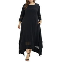 IOPQO Ljetna haljina modne žene plus veličina Čvrsta tri tromjesečna rukava muslimanska haljina dugi