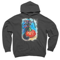 Noć vještica. Witch Cat Crn grafički pulover Hoodeie - Dizajn od strane ljudi L
