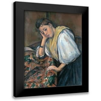 Cezanne, Paul Black Moderni uokvireni muzej umjetnički print pod nazivom - Mlada talijanska žena na