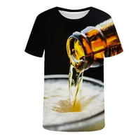 Muške majice 3D pivo Print Modni kratki rukav Crewneck Ležerna majica Comfort Tee Top za muškarce