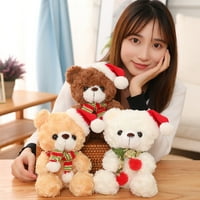 Božićni šešir medvjeda lutka plišana igračka svijetlo smeđa medvjeda anime lik punjena igračka mekani cuddly prijatelj bebe jastuk za spavanje
