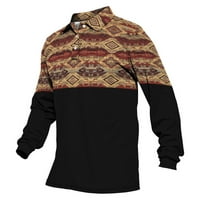 Muške polo majice s dugim rukavima Retro etnička aztec gumb za ispis labavi fit golf polo majice casual modne bluze vrhove