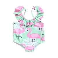 Licupiee Newborn Baby Girl One kupaći kostim Flamingo Ispis Backlex Lether Rukovni kostimi Ljeto plavoz