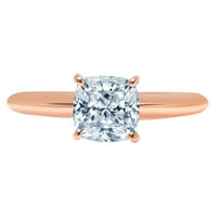 2. CT sjajan rez jastuka simulirani plavi dijamant 14K ružičasto zlato pasijans prsten sz 9.5