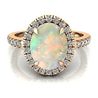 Etiopski Opal prsten, dijamantski zaručnički prsten, čvrsto zlato oktobarsko rođenje prsten, poklon za djevojku, obećavaju prsten
