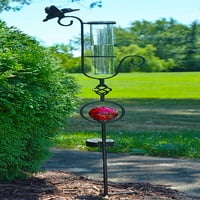 Metal i stakleni vrtni umjetnički mjerač kiše ,, solarno osvijetljeno - Hummingbird
