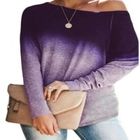 Uerlsty Ženske gradijentne majice dugih rukava Tee Ladies Casual Labavi pulover Bluza