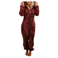Jakne kaputi za žene sa zatvaračem sa dugim rukavima pajamas casual zimske minske tople trke za spavanje