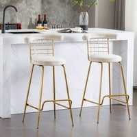 Counter stol set od 2, luksuzno baršunasta stolica sa metalnim nogama i mekim leđima, pab stolice sa