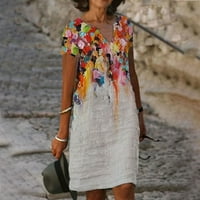 JSAierl Ljetne haljine za žene Print Beach haljina kratki rukav Havajska haljina posada Plus Veličina