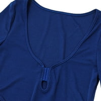 Jumpsuits za ženska tipka za vrat za velike tajice asimetrični izrez dugih rukava čvrste boje bodići