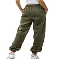 Fleece baggy duksevi za žene elastične visoke strugove, ležerne duge joggers pantalone vježbaju aktivne