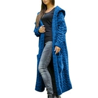Caicj dugi kardigani za žene plus veličine Ženski lagani otvoren džemper sa prstima Klit kardigan dugi rukav sa džepom plave, 4xl