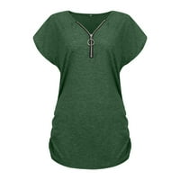 Žene ljetne pamučne meke V-izrez T-majice Gym Workout Home Trening Zelene s