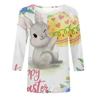 Clearsance HFYihgf Žene vrhovi O-izrez Casual rukava za odmor Blouse Bluze Easter Bunny Grafički tees